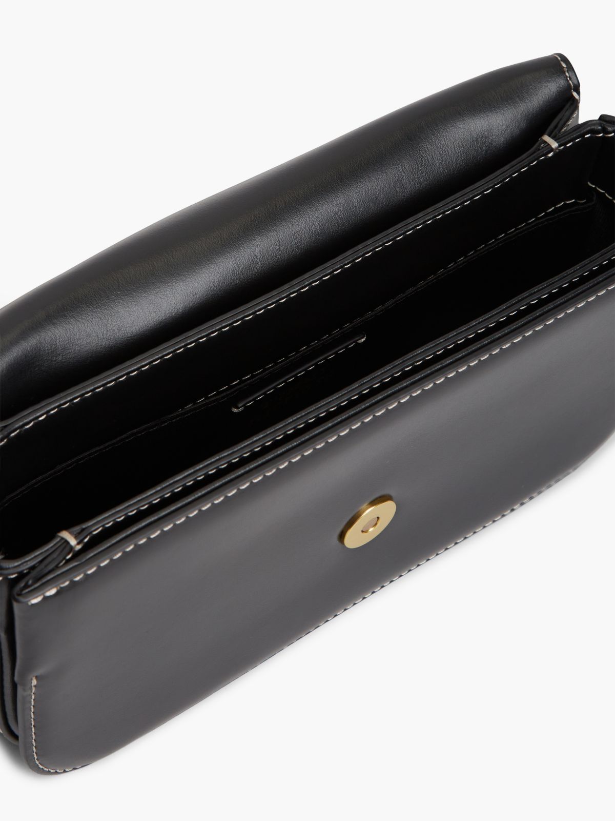 Logo Flap Leather Crossbody Bag — Black