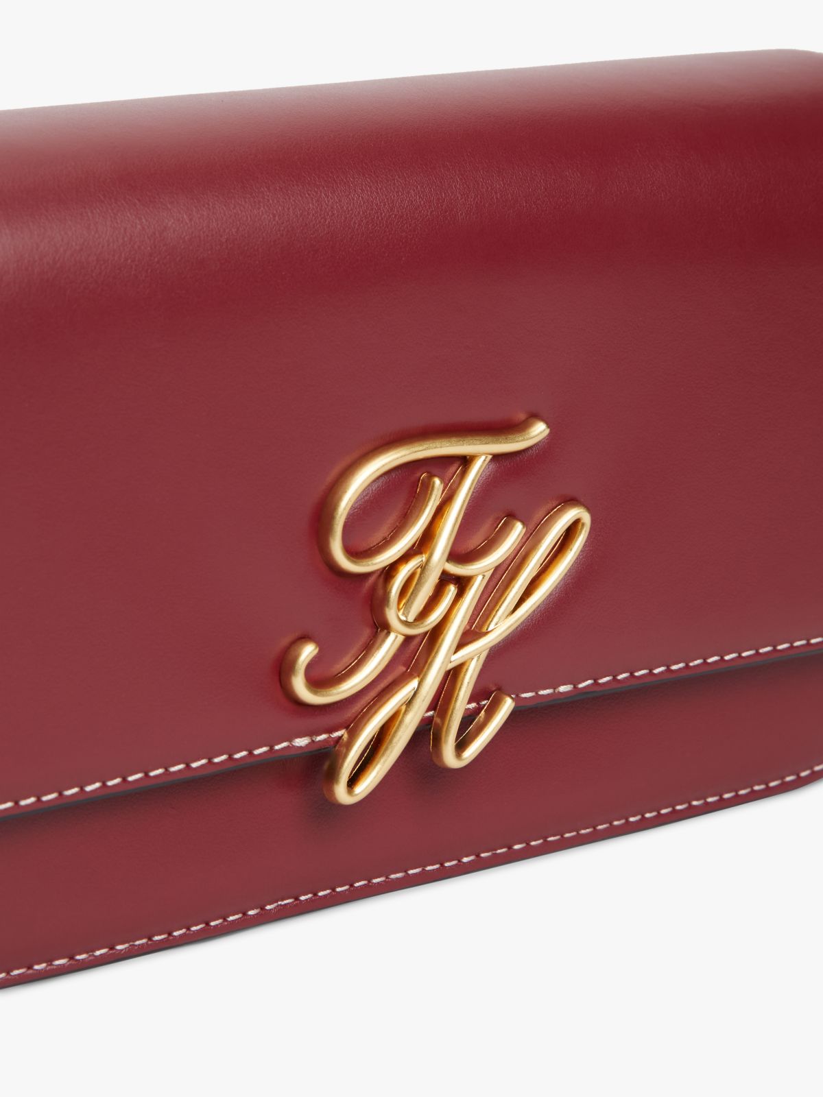 Logo Flap Leather Crossbody Bag — Brown