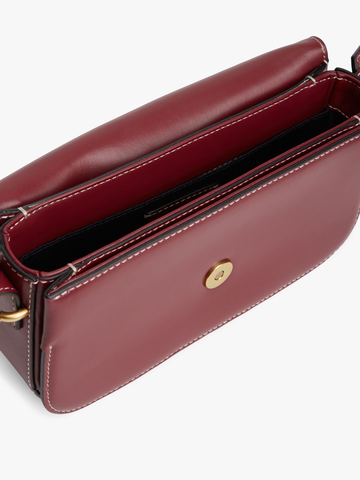 Logo Flap Leather Crossbody Bag — Brown