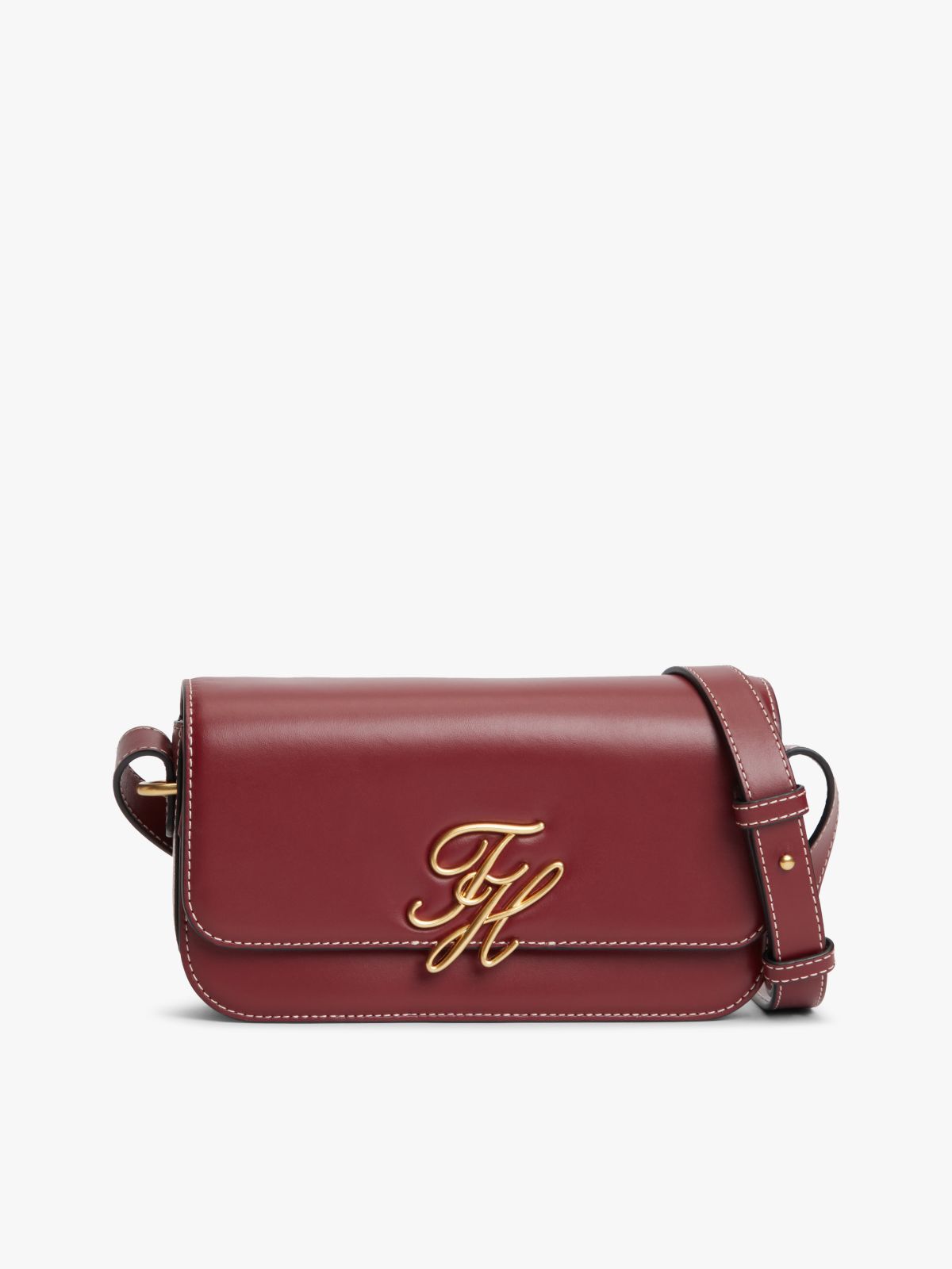 Logo Flap Leather Crossbody Bag — Brown