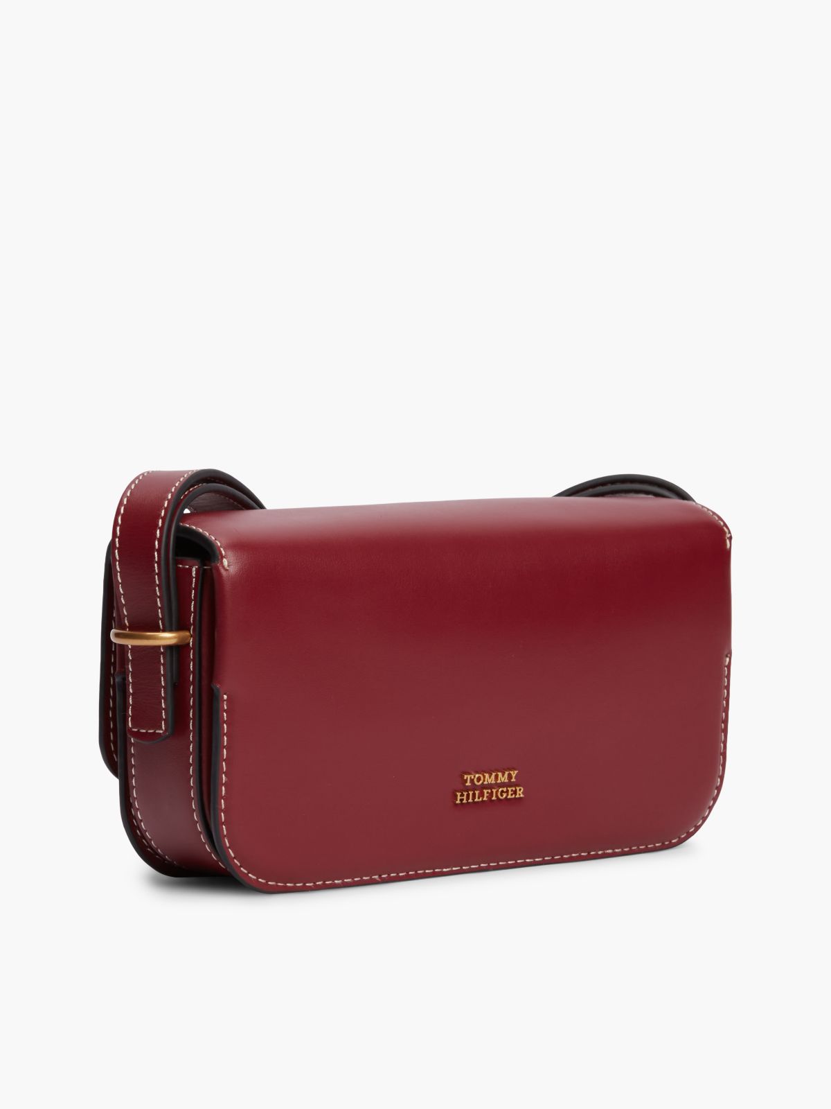 Logo Flap Leather Crossbody Bag — Red