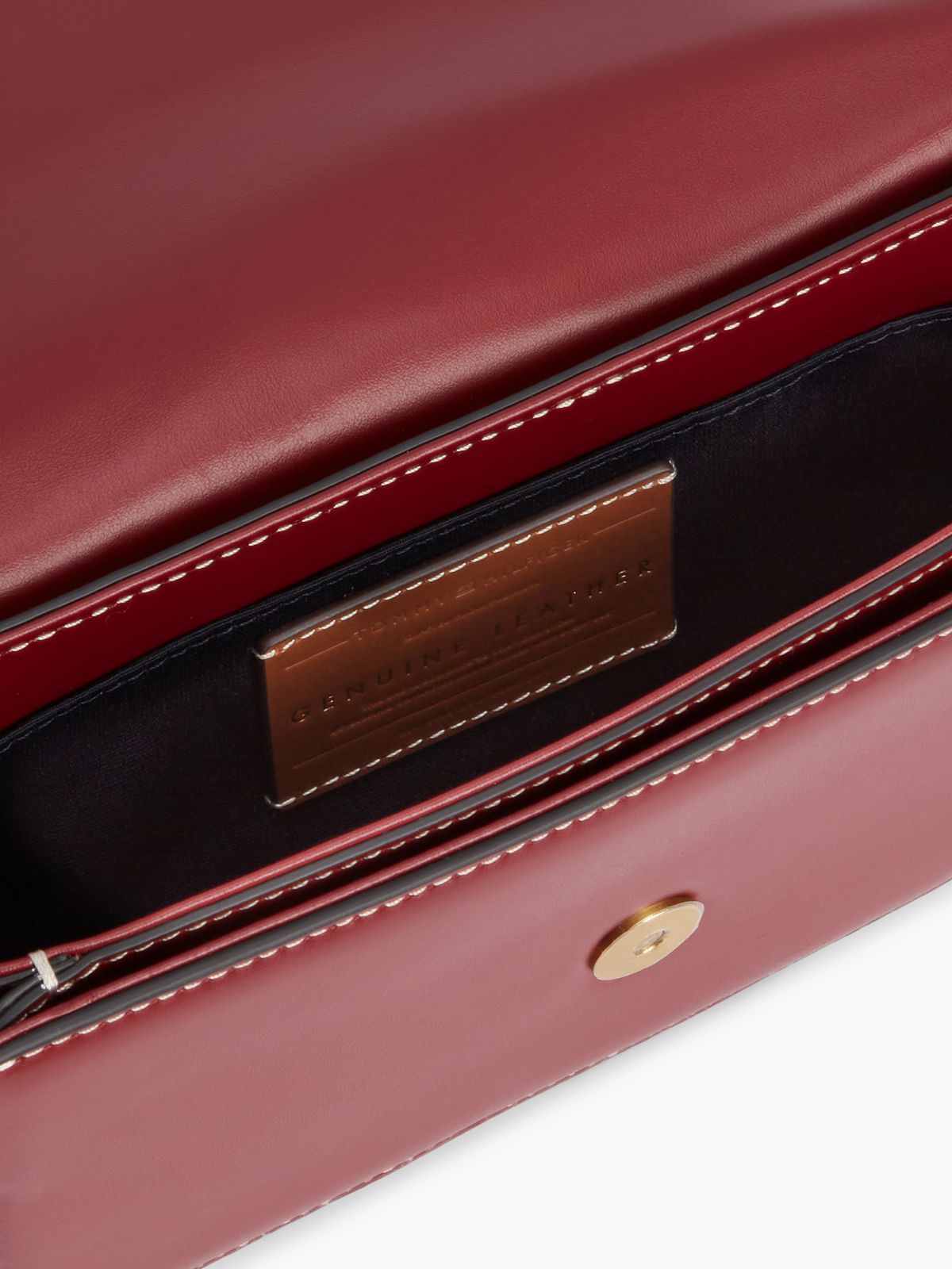 Logo Flap Leather Crossbody Bag — Red