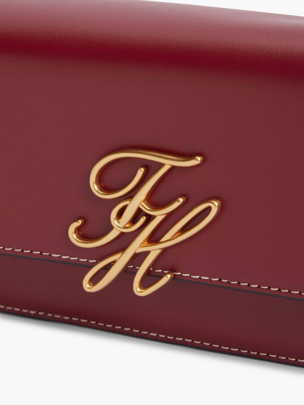 Logo Flap Leather Crossbody Bag — Red