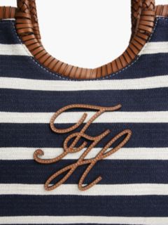 Stripe Textured Logo Tote Bag — Blue 3