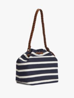 Stripe Logo Adjustable Bucket Bag — Blue 2
