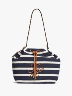 Stripe Logo Adjustable Bucket Bag — Blue 1