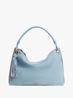 Suede Tassel Logo Shoulder Bag — Blue 1