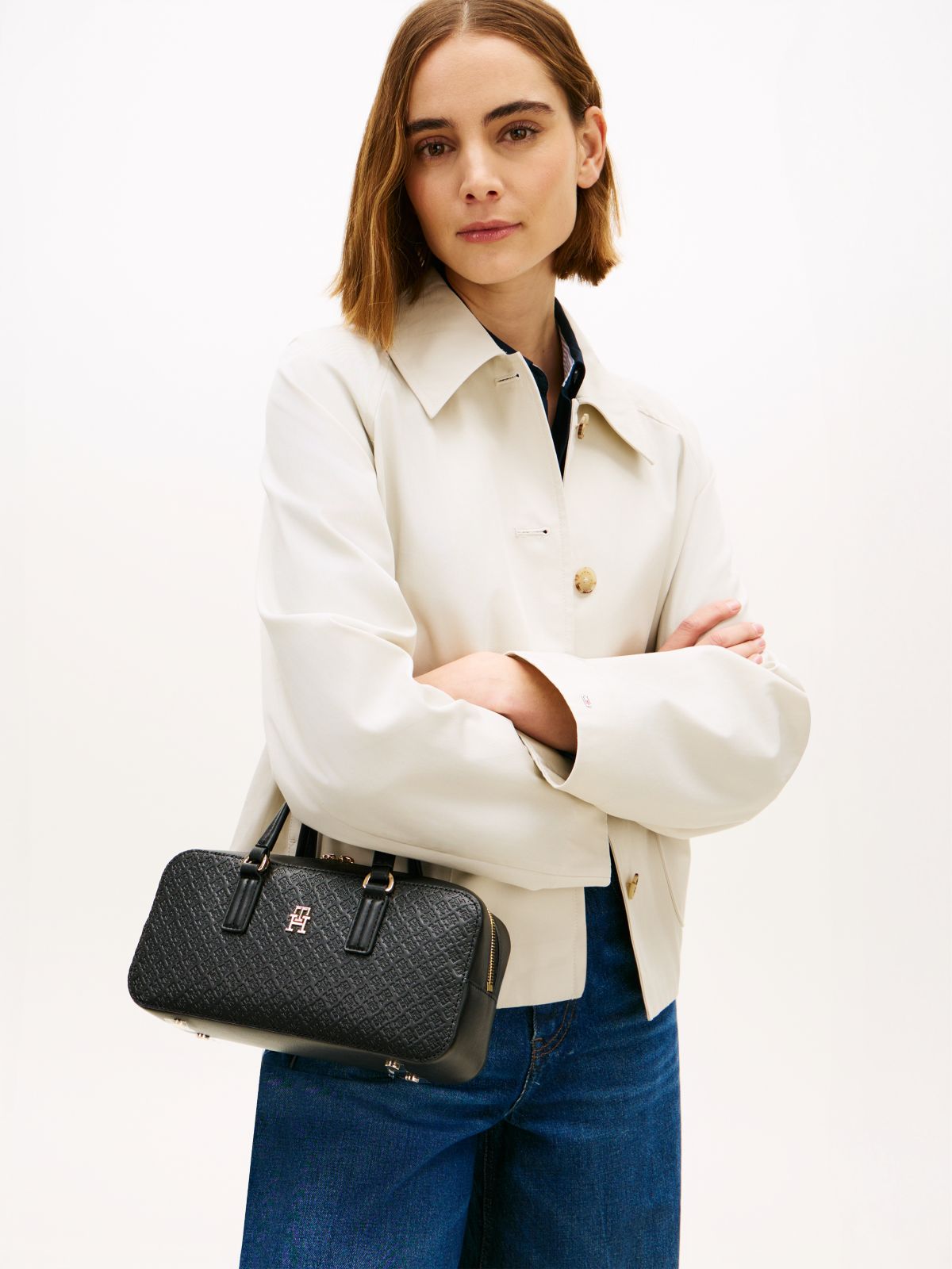 TH Monogram Crossbody Bag — Black