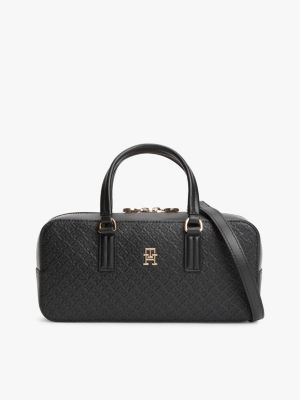 black crossbody-tasche mit th-monogramm für damen - tommy hilfiger