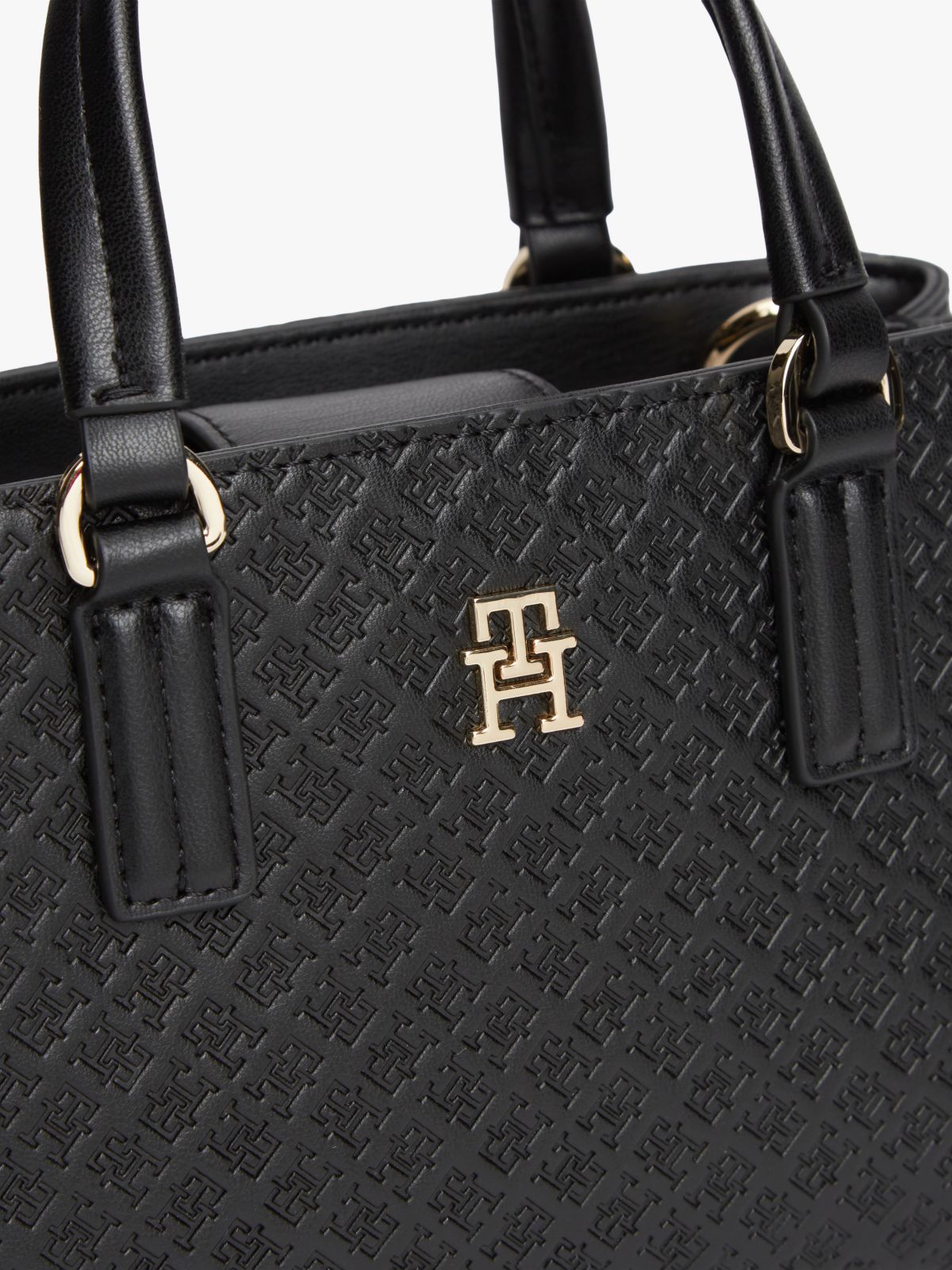 TH Monogram Crossbody Tote Bag — Black