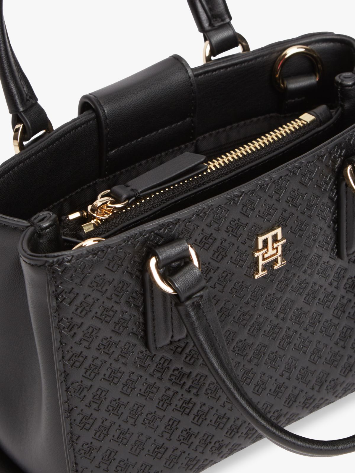 TH Monogram Crossbody Tote Bag — Black