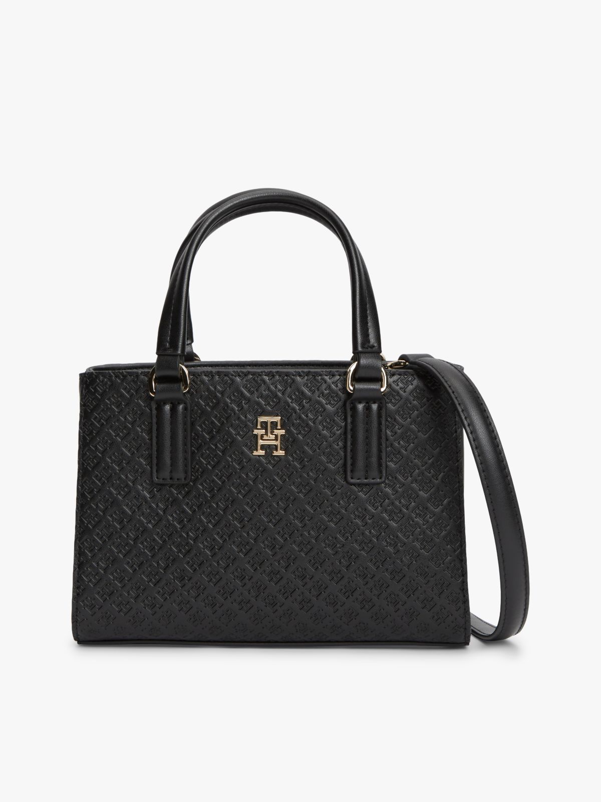 TH Monogram Crossbody Tote Bag — Black