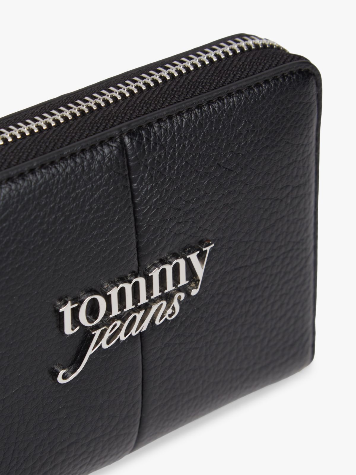 Wrist Strap Metal Logo Zip-Around Wallet — Black