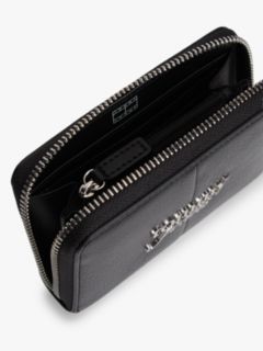 Wrist Strap Metal Logo Zip-Around Wallet — Black 4