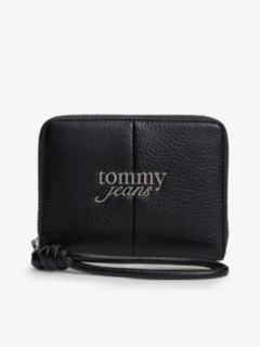 Wrist Strap Metal Logo Zip-Around Wallet — Black 1