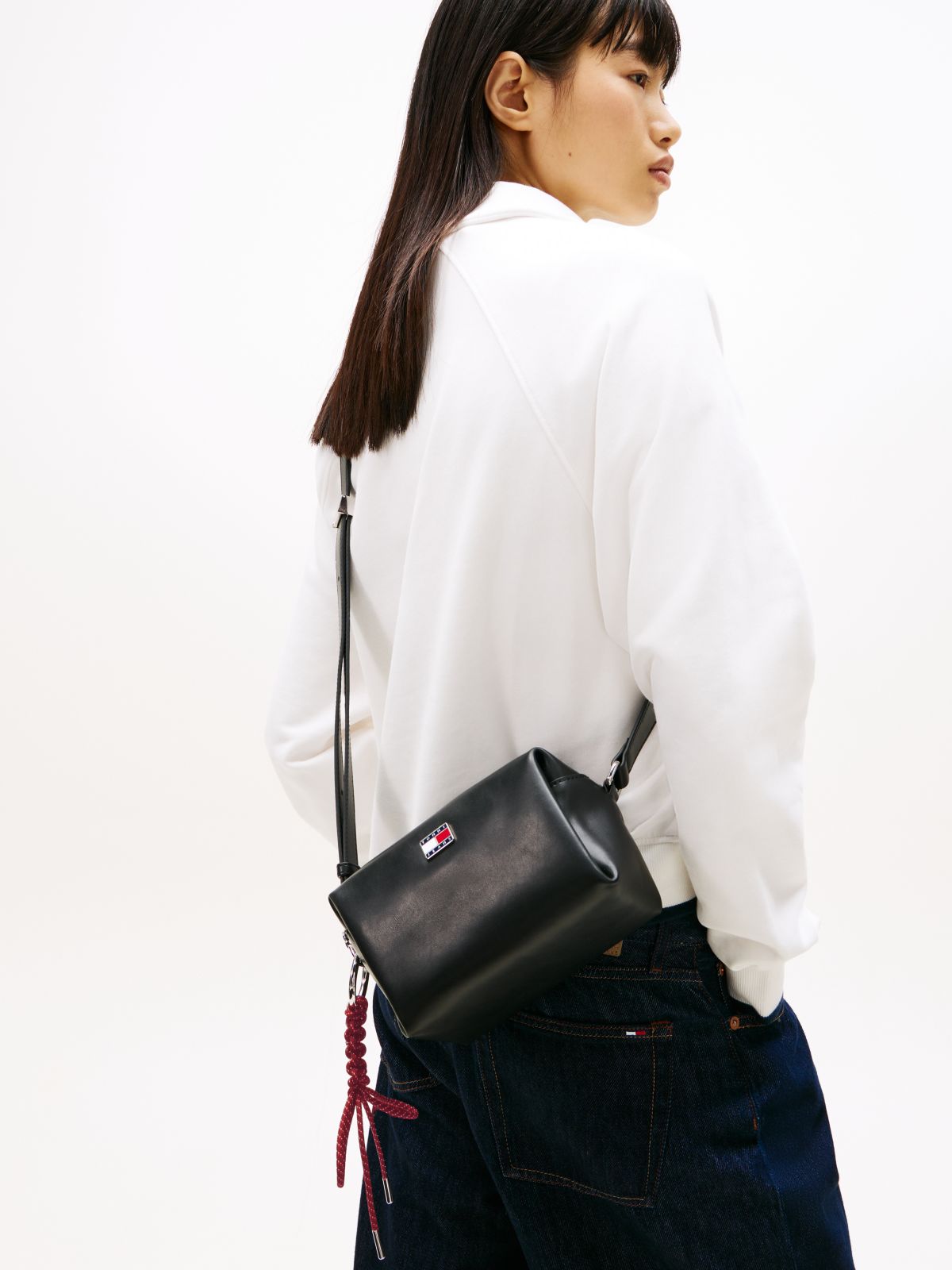 Logo Boxy Crossbody Camera Bag — Black
