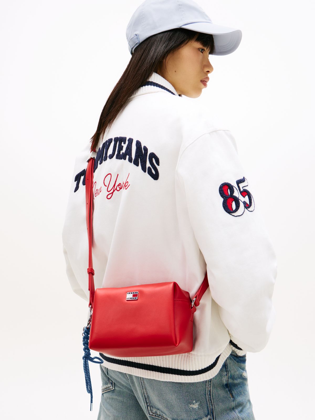 Logo Boxy Crossbody Camera Bag — Red