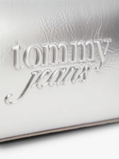 Textured Logo Metallic Shoulder Bag — Grey 3