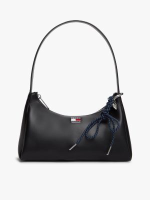 borsa a spalla con charm e logo black da donne tommy jeans