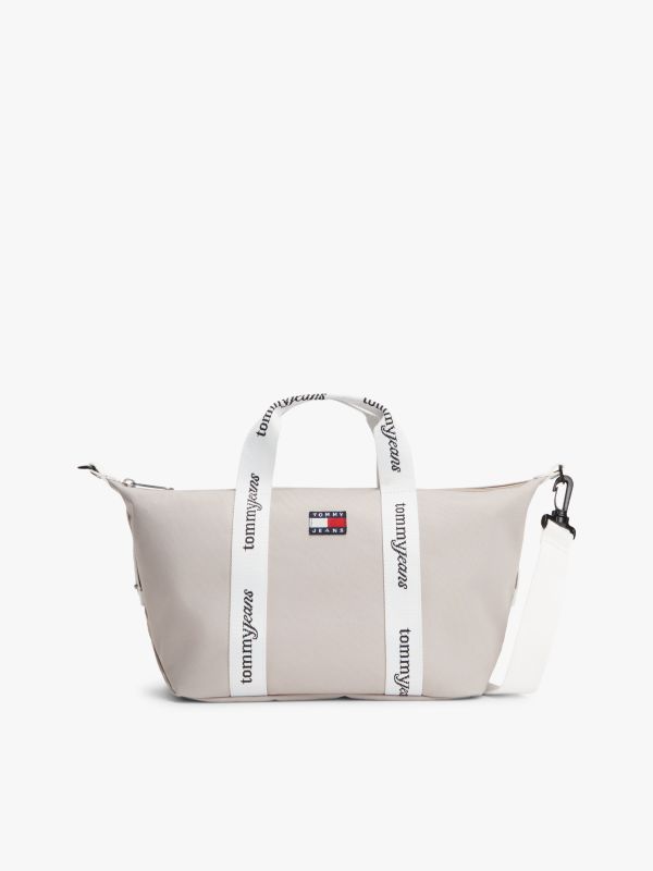 Essential Repeat Logo Crossbody Tote Bag — Beige