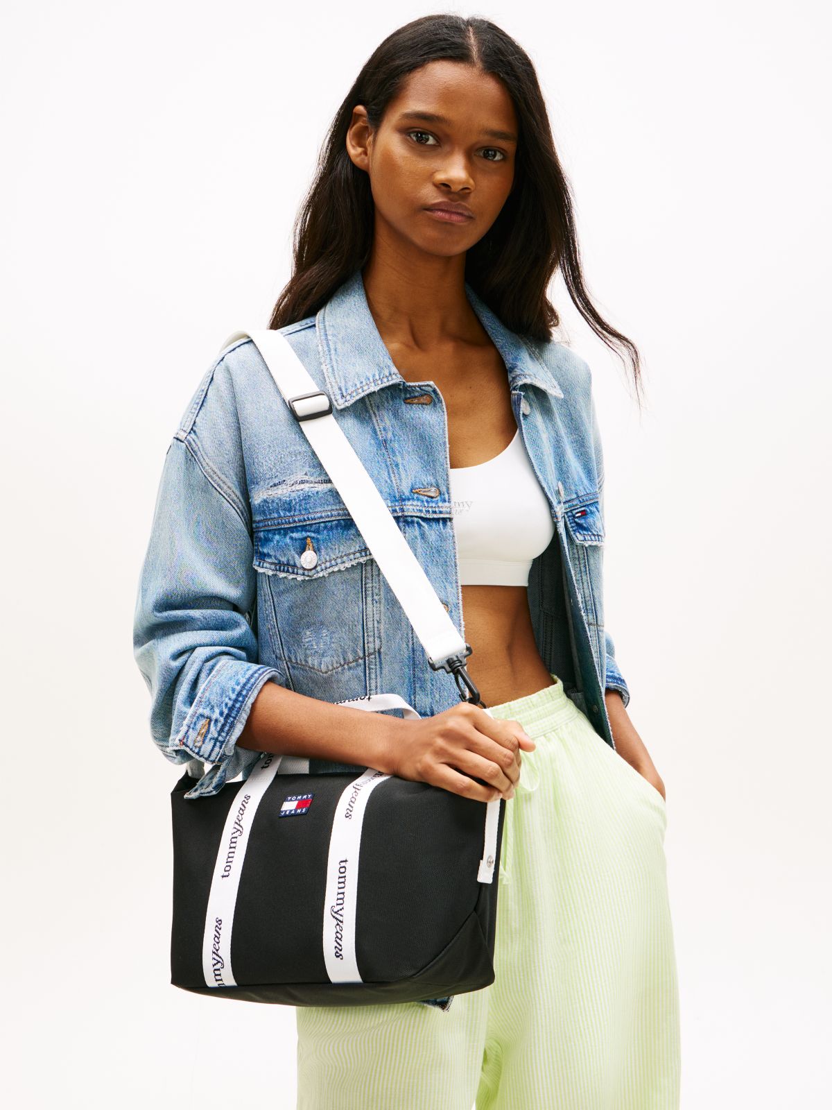 Essential Repeat Logo Crossbody Tote Bag — Black