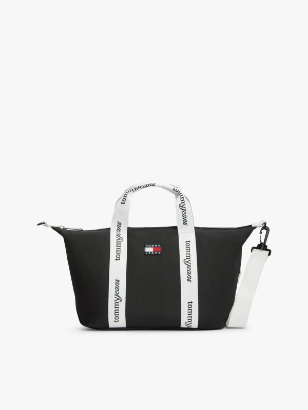 Essential Repeat Logo Crossbody Tote Bag — Black