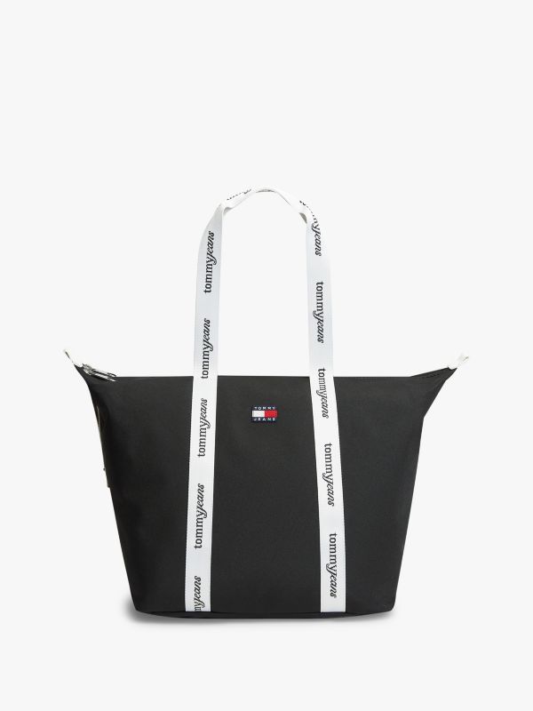 Essential Repeat Logo Tote Bag — Black