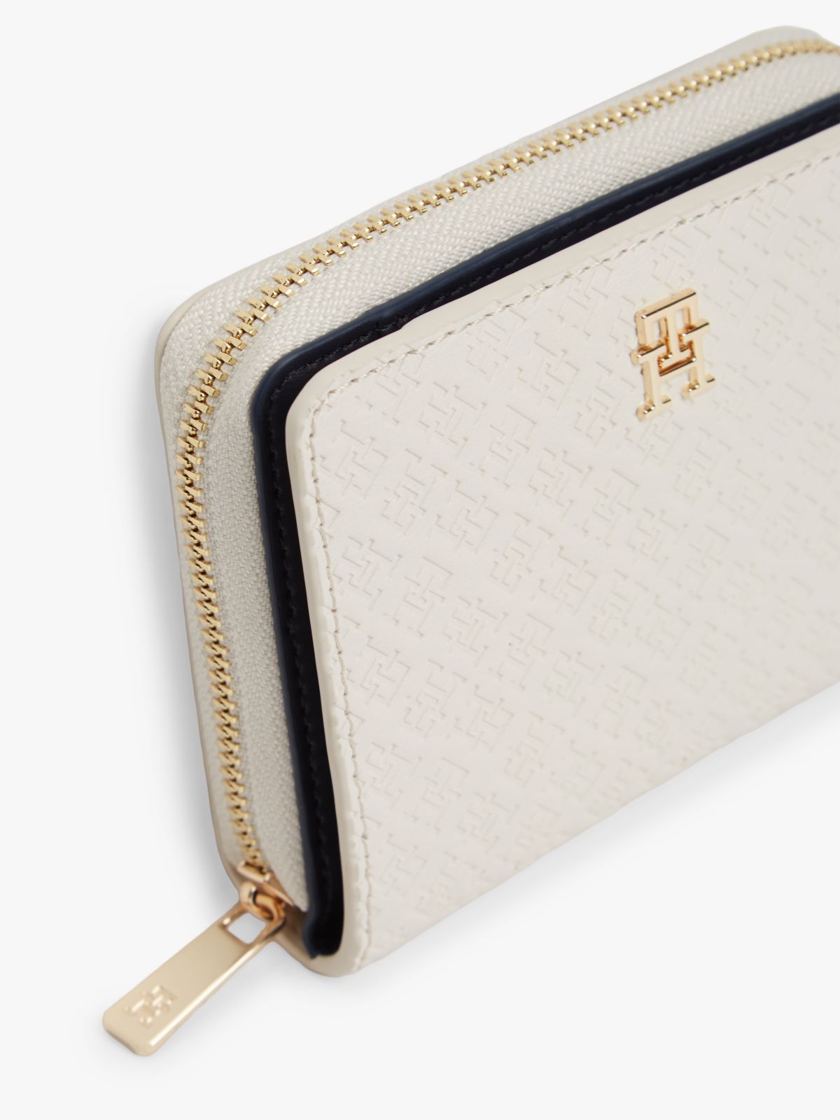Hilfiger Icon Debossed Zip-Around Flap Wallet — Beige