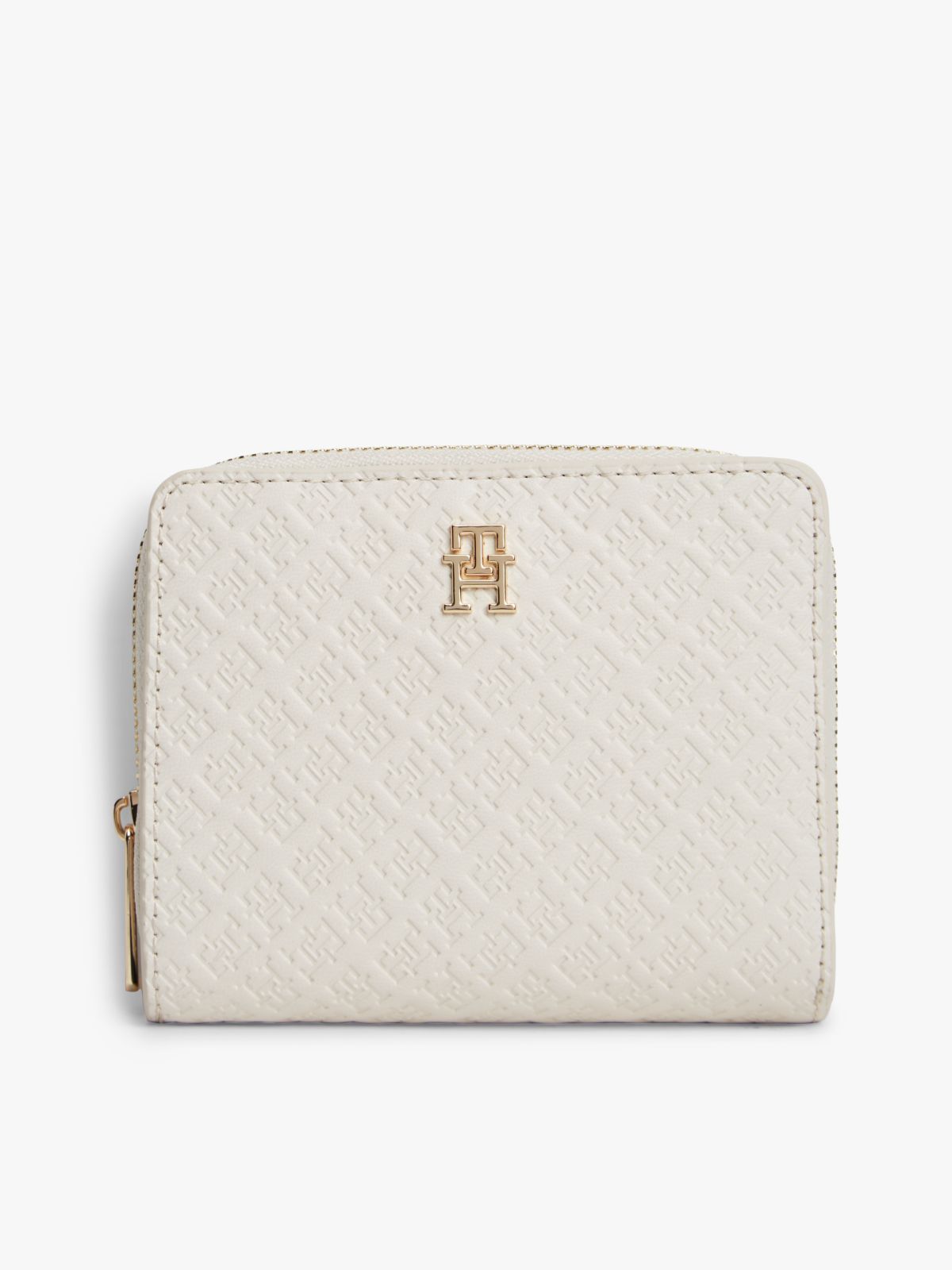 Hilfiger Icon Debossed Zip-Around Flap Wallet — Beige
