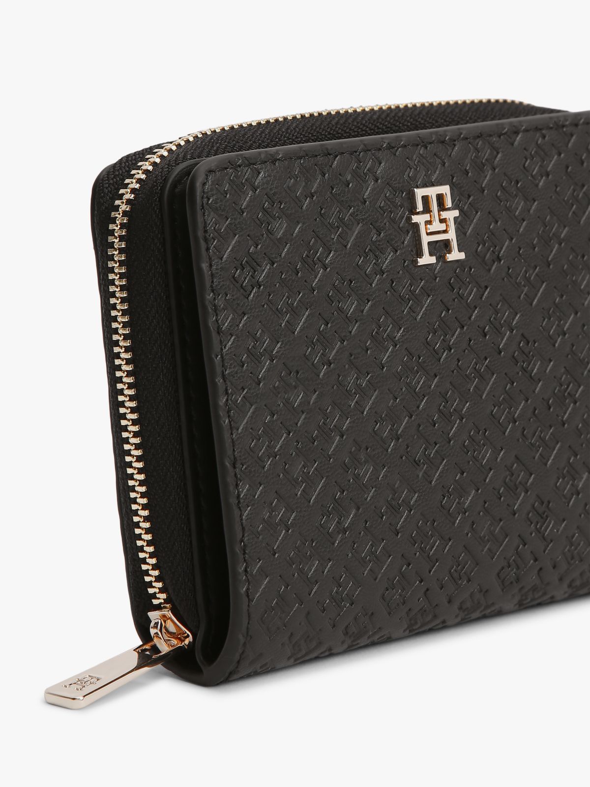 Hilfiger Icon Debossed Zip-Around Flap Wallet — Black