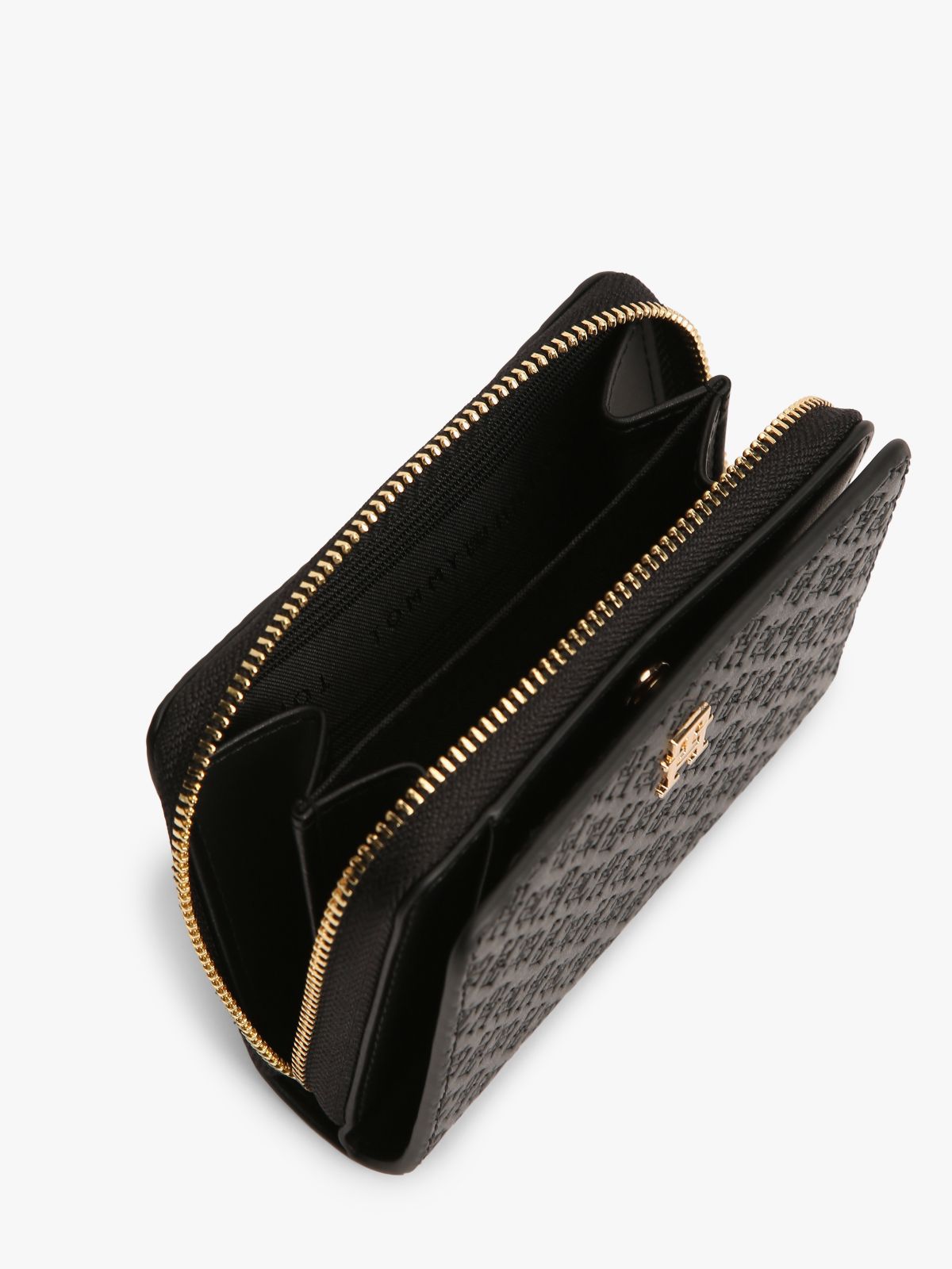 Hilfiger Icon Debossed Zip-Around Flap Wallet — Black
