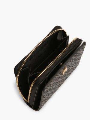 portafoglio hilfiger icon con monogrammi nero da donne tommy hilfiger