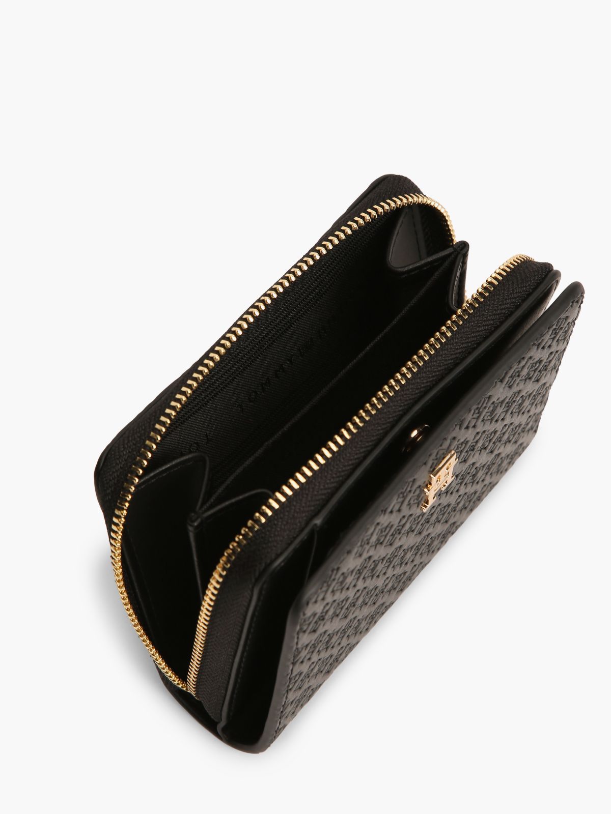 Hilfiger Icon Debossed Zip-Around Flap Wallet — Black