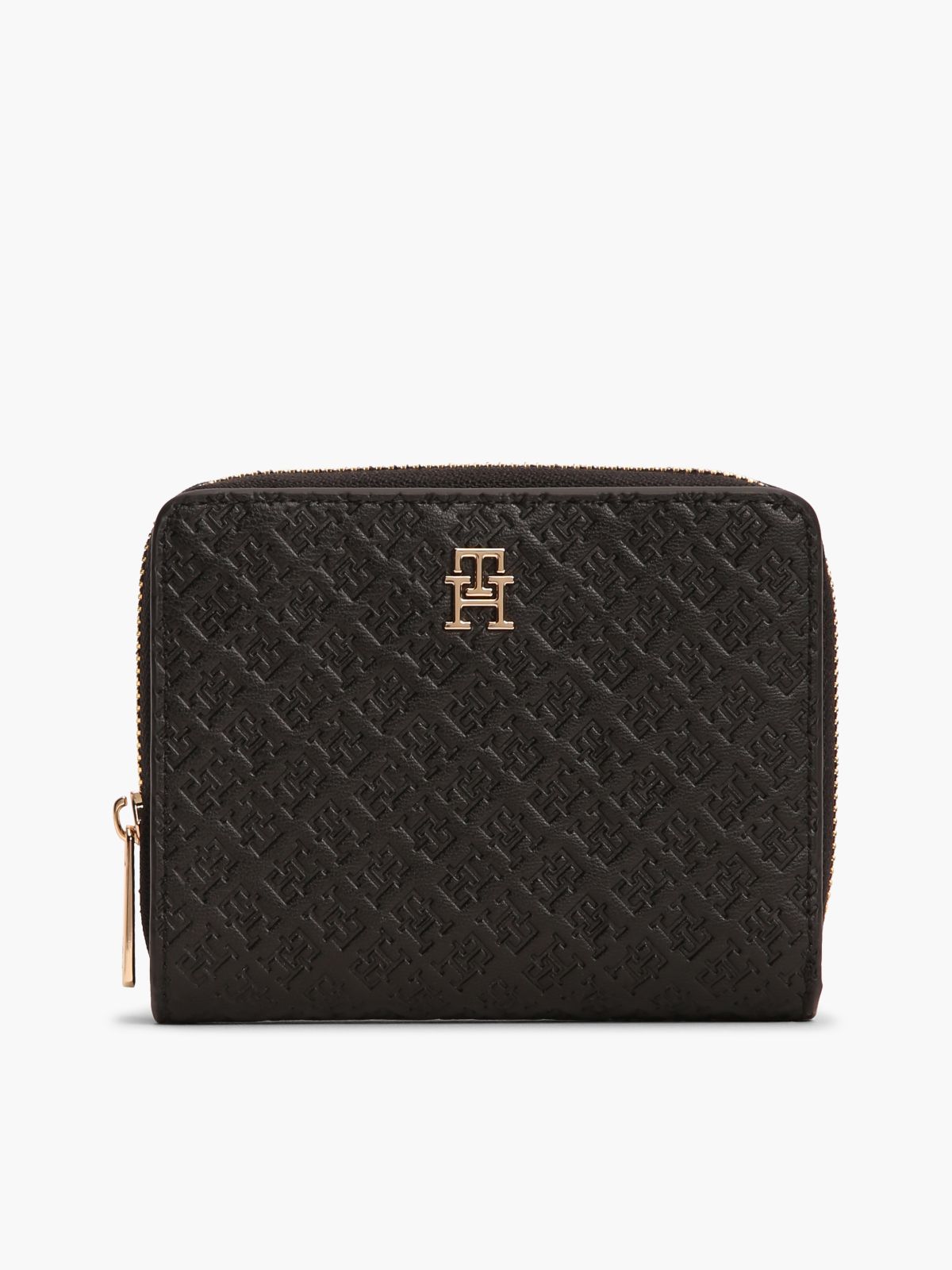 Hilfiger Icon Debossed Zip-Around Flap Wallet — Black