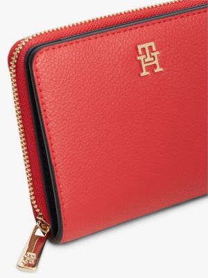 red hilfiger icon zip-around flap wallet for women tommy hilfiger