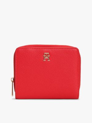 portafoglio hilfiger icon con zip red da donne tommy hilfiger