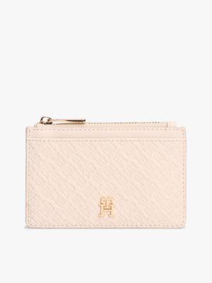 porta carte di credito hilfiger icon beige da donne tommy hilfiger