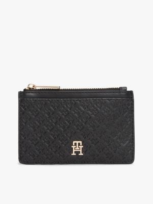 porte-cartes hilfiger icon gaufré black pour femmes tommy hilfiger