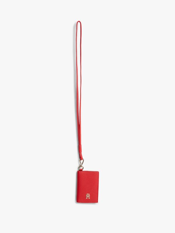 Hilfiger Icon Card Holder With Strap — Red