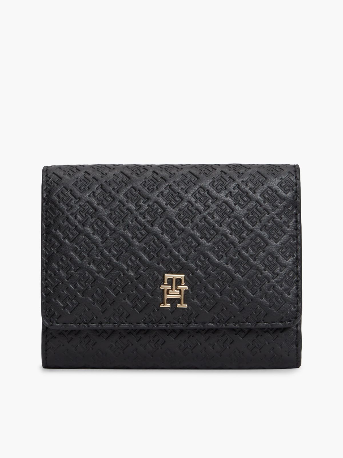 Hilfiger Icon Debossed Trifold Wallet — Black