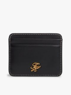 Logo Plaque Leather Card Holder — Black 1