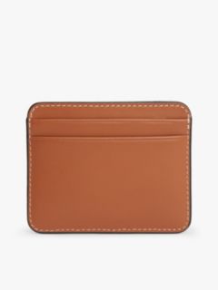 Logo Plaque Leather Card Holder — Brown 2