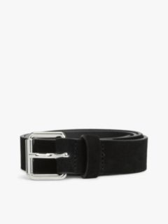 Metal Logo Suede Belt — Black 3