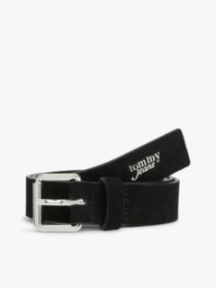 Metal Logo Suede Belt — Black 1