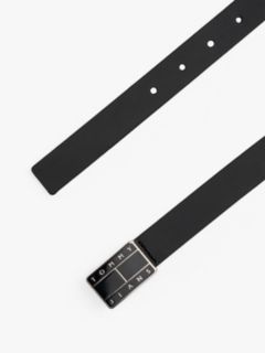 Heritage Plaque Buckle Leather Belt — Black 2
