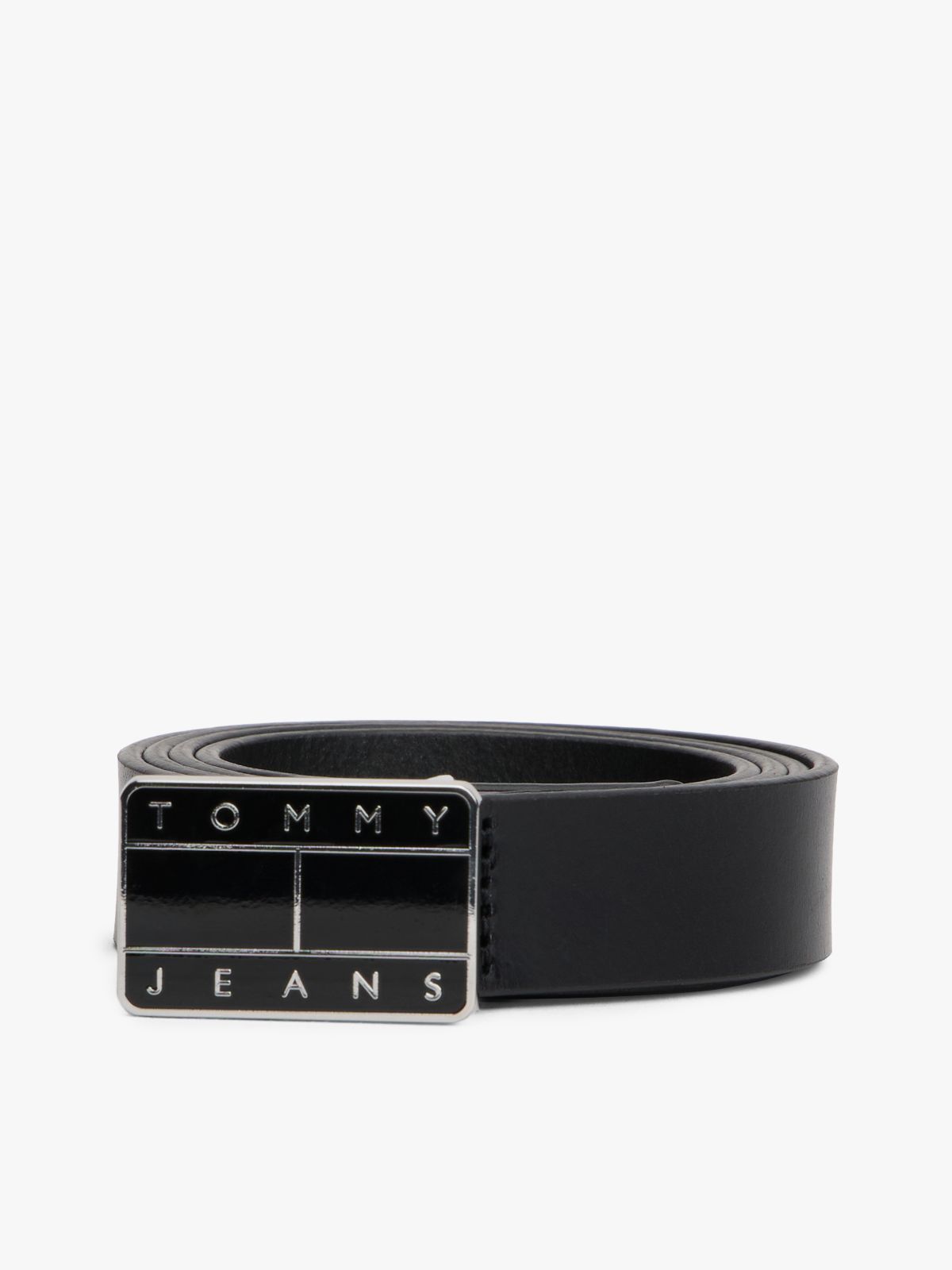 Heritage Plaque Buckle Leather Belt — Black