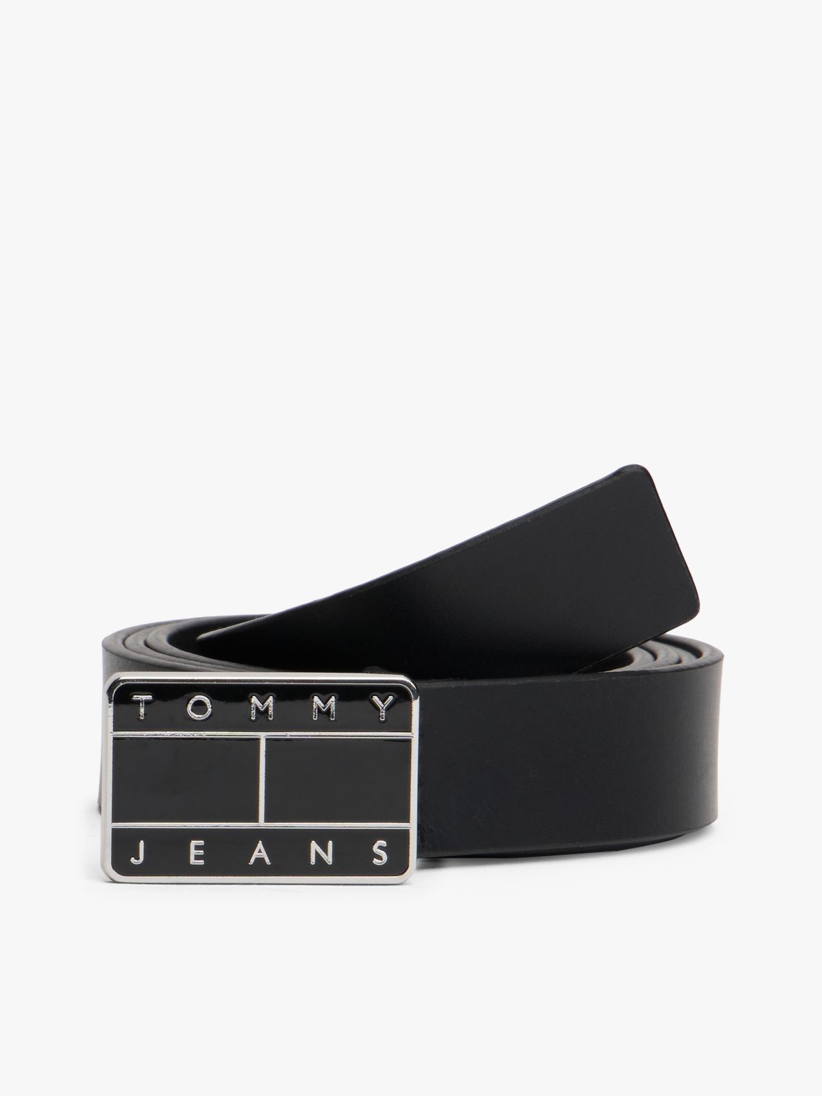Heritage Plaque Buckle Leather Belt — Black