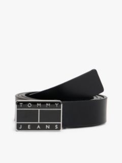 Heritage Plaque Buckle Leather Belt — Black 1