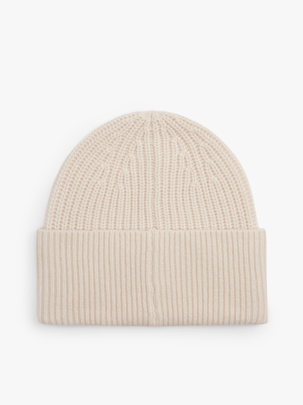 Cashmere Blend Logo Embroidery Beanie — Beige