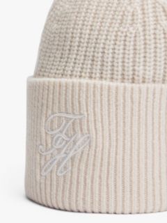 Cashmere Blend Logo Embroidery Beanie — Beige 3